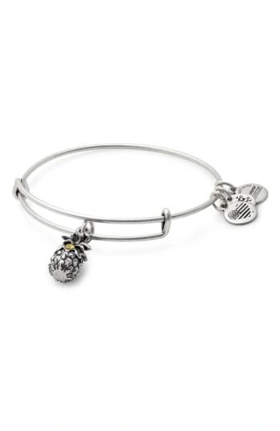 Shop Alex And Ani Pineapple Adjustable Wire Bangle In Russian Silver
