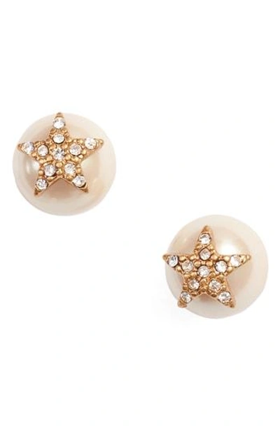 Shop Kate Spade Crystal Star Bead Stud Earrings In Cream Multi