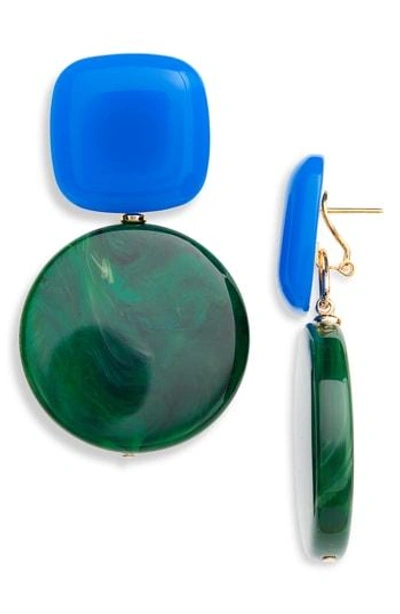 Shop Rachel Comey Arc Drop Earrings In Blue-malachite