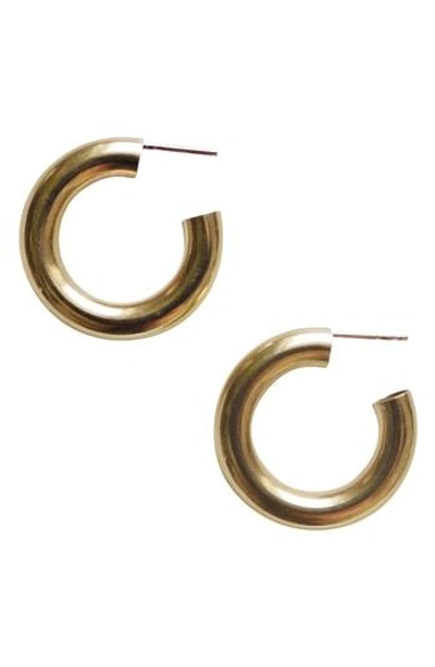 Shop Laura Lombardi Medium Hoop Earrings In Brass