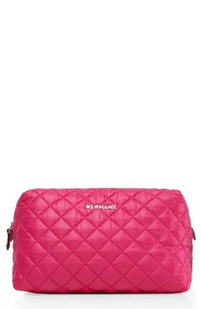 Shop Mz Wallace Mica Quilted Nylon Cosmetics Case In Dragon Fruit