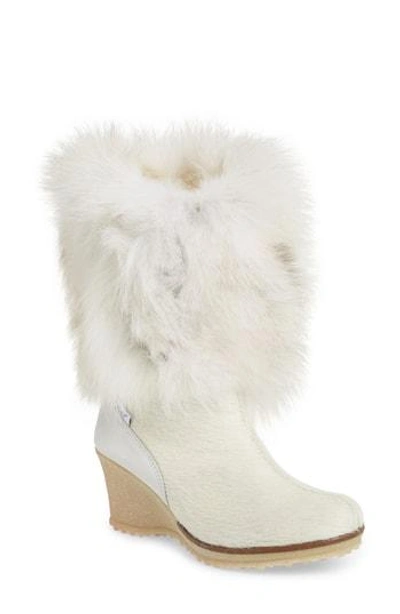Shop Pajar Angelina Genuine Fox Fur Wedge Boot In White