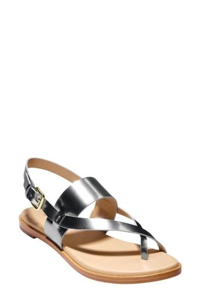 Shop Cole Haan Anica Sandal In Pewter Metallic Leather