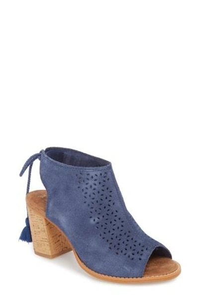 Shop Toms Elba Peep-toe Bootie In Cadet Blue Suede