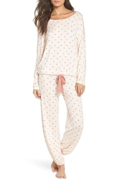 Shop Eberjey Tulipan Slouchy Pajamas In Cream Pink