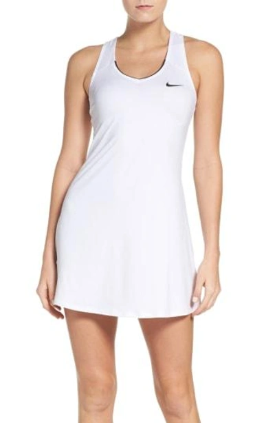 Shop Nike Dri-fit Tennis Dress In White/ Black