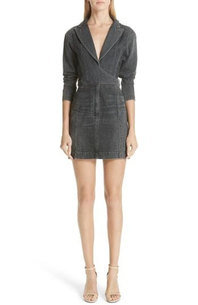 Shop Jean Atelier Denim Blazer Dress In Stone