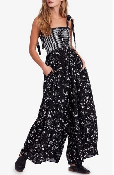 Shop Free People Color My World Floral Jumpsuit In Black