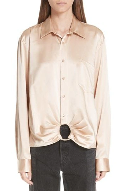Shop Martine Rose Ring Silk Shirt In Almond