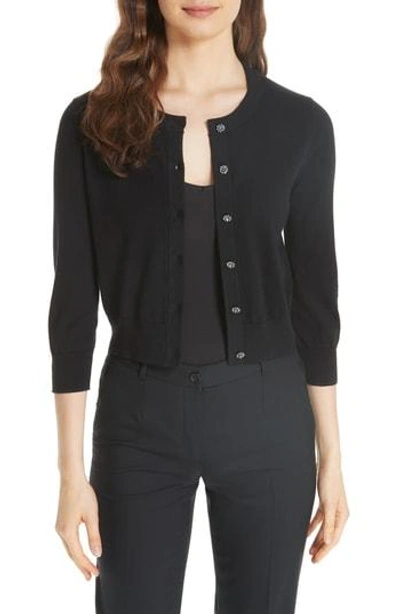 Kate Spade Jewel Button Crop Cardigan In Black | ModeSens
