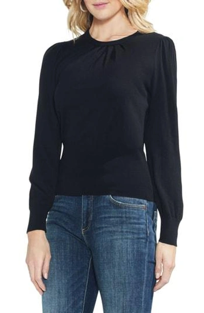 Shop Vince Camuto Puffed Sleeve Sweater In Rich Black