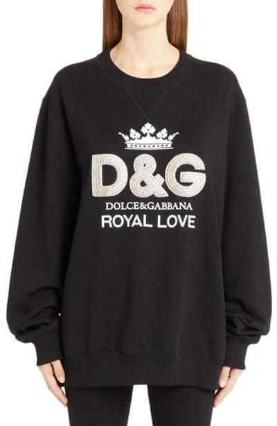 Shop Dolce & Gabbana Embellished Logo Sweatshirt In Black