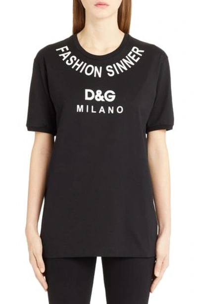 Shop Dolce & Gabbana Fashion Sinner Graphic Tee In Black