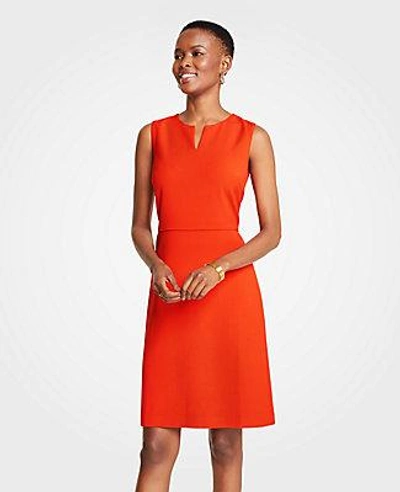 Shop Ann Taylor Tall Split Neck Sheath Dress In Ember Orange