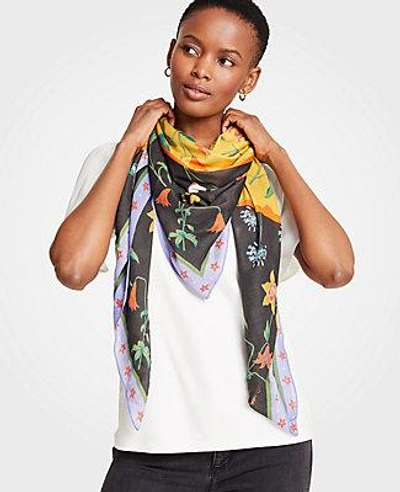 Shop Ann Taylor Wild Botanical Scarf In Yellow Gold