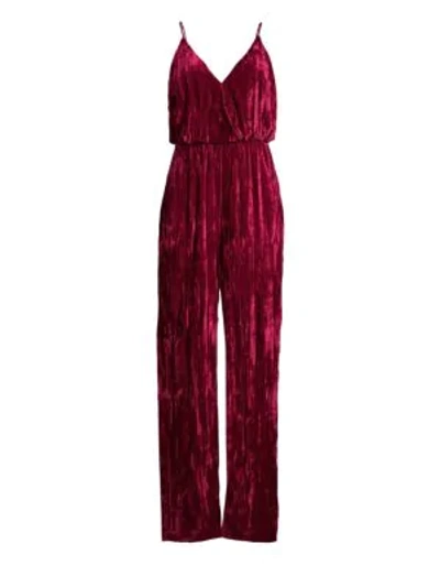 Shop Aidan Mattox Textured Velvet Jumpsuit In Crimson