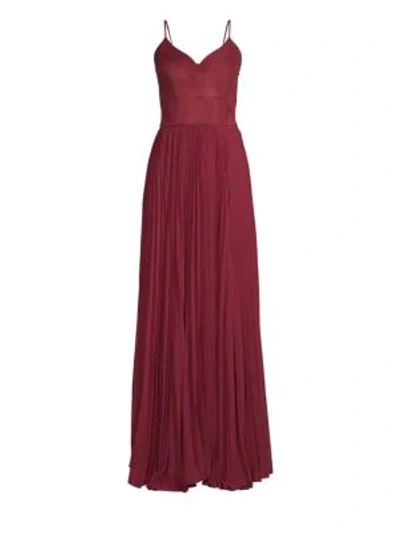 Shop Laundry By Shelli Segal Suede & Chiffon Bustier Gown In Burgundy