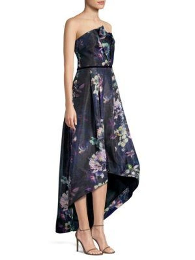 Shop Parker Black Estelle Strapless High-low Ball Gown In Midnight Blue