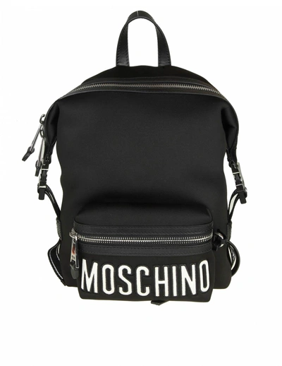 Shop Moschino Backpack In Neoprene With Black Leather Inserts
