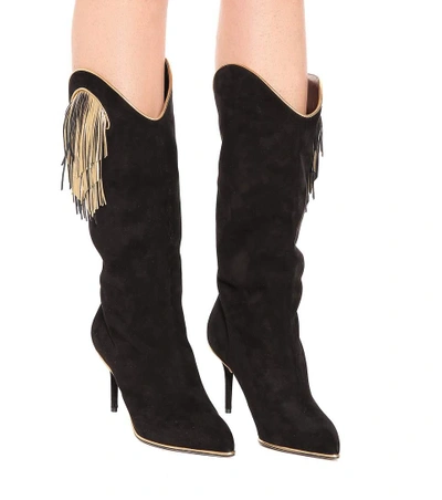 Shop Charlotte Olympia Magnifico Suede Boots In Black