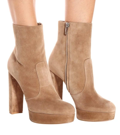 Shop Gianvito Rossi Brook Suede Ankle Boots In Brown