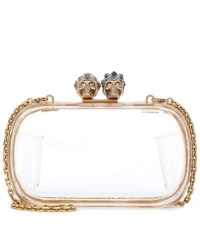 Shop Alexander Mcqueen Skull Embellished Clutch In Gold