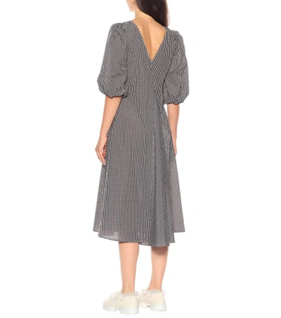 Shop Ganni Charron Cotton-blend Midi Dress In Brown