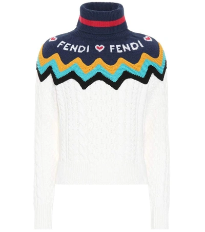 Shop Fendi Wool And Cashmere Sweater In White