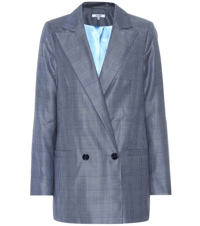 Shop Ganni Silk And Wool Blazer In Blue