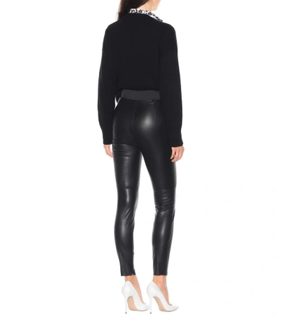 Shop Dolce & Gabbana Leather Leggings In Black