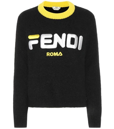Shop Fendi X Fila Mohair-blend Sweater In Black
