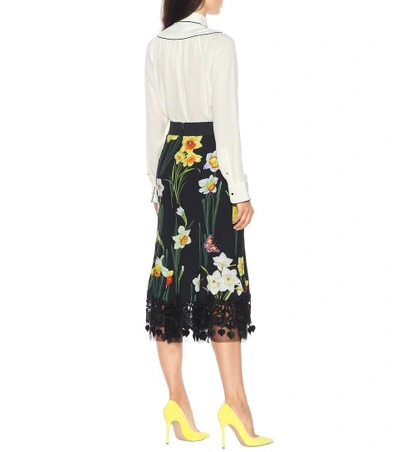 Shop Dolce & Gabbana Floral-printed Cady Skirt In Black