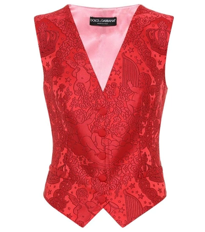 Shop Dolce & Gabbana Jacquard Vest In Red