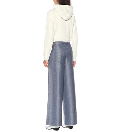 Shop Ganni Merkel Silk And Wool-blend Pants In Blue