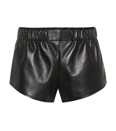 Shop Saint Laurent Leather Shorts In Black