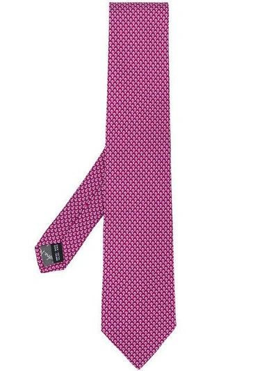 Shop Ferragamo Salvatore  Mushroom Print Tie - Pink & Purple