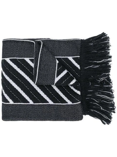 Shop Off-white Chunky Medium Striped Scarf - Black