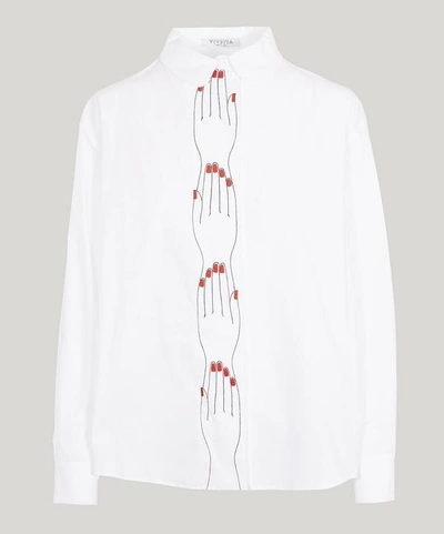 Shop Vivetta Embroidered Hand Shirt In White