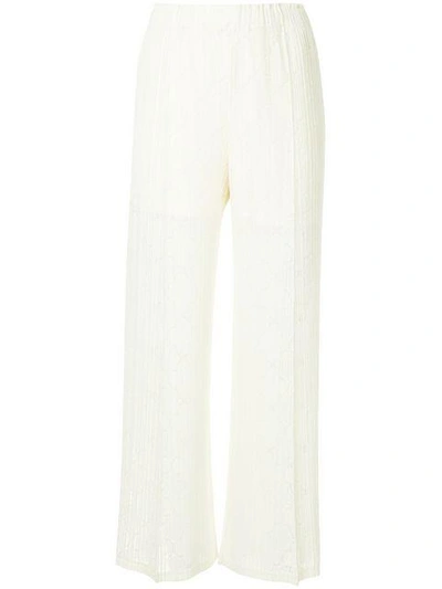 Shop Issey Miyake Clover Lace Wide Trousers In White