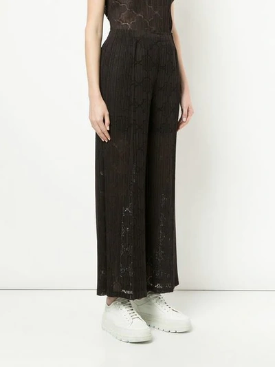 Shop Issey Miyake Clover Lace Wide Trousers In Brown