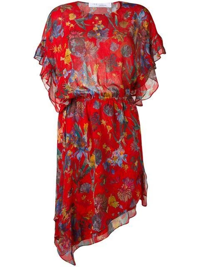 Shop Iro Floral Print Asymmetric Dress - Red