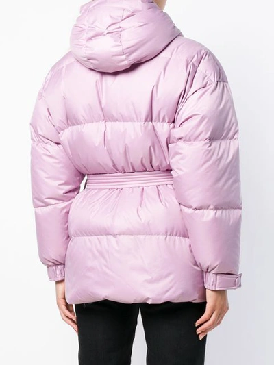 Shop Ienki Ienki Belted Puffer Jacket - Pink In Pink & Purple
