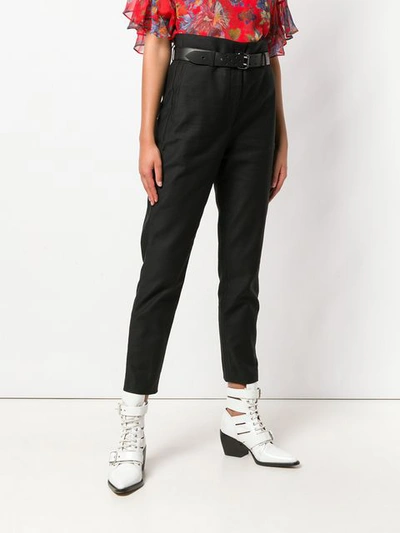 Shop Iro Belted High Waist Trousers - Black