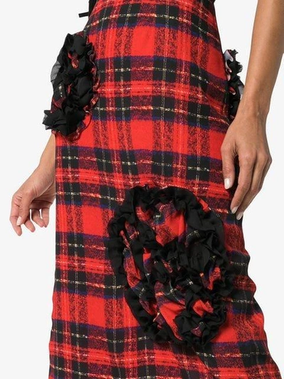Shop Simone Rocha Embellished Checked Skirt In Red