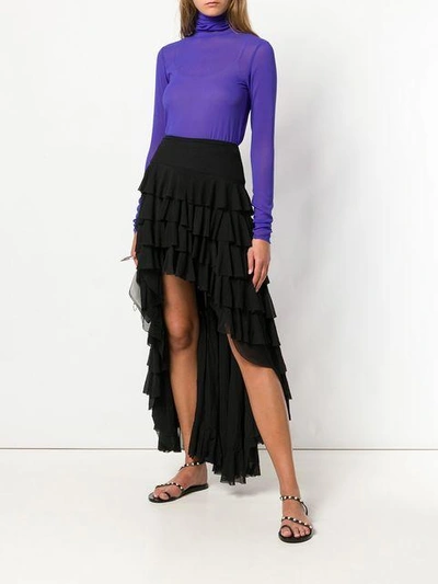 Shop Norma Kamali Asymmetric Ruffle Skirt - Black