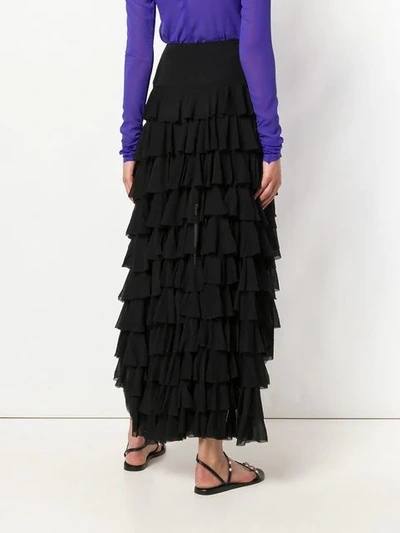 Shop Norma Kamali Asymmetric Ruffle Skirt - Black