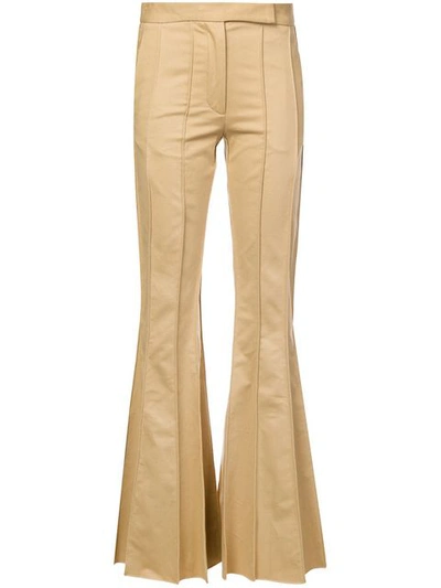 Shop Rosie Assoulin Vertical Stitching Bootcut Trousers - Brown