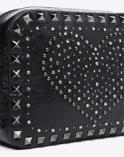 Shop Valentino Punk Heart Camera Bag In Black