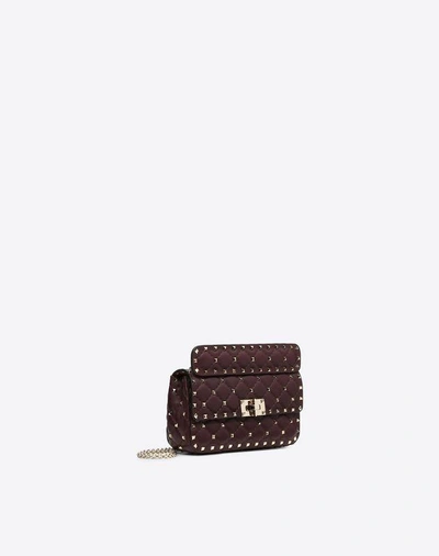 Shop Valentino Garavani Small Rockstud Spike Nappa Leather Bag In Ruby