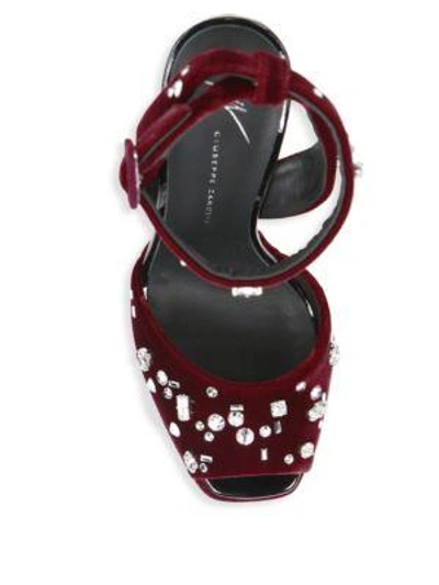 Shop Giuseppe Zanotti Lavinia Swarovski Crystal Velvet Platform Sandals In Nero